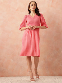 all about you Crinkled Smocked A-Line Dress