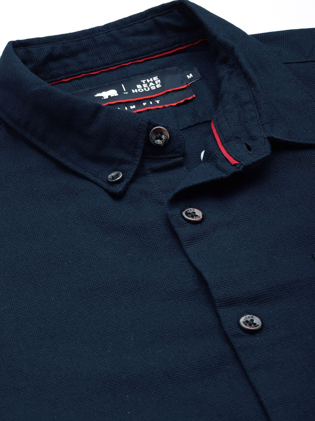 THE BEAR HOUSE Men Navy Blue Slim Fit Casual Shirt