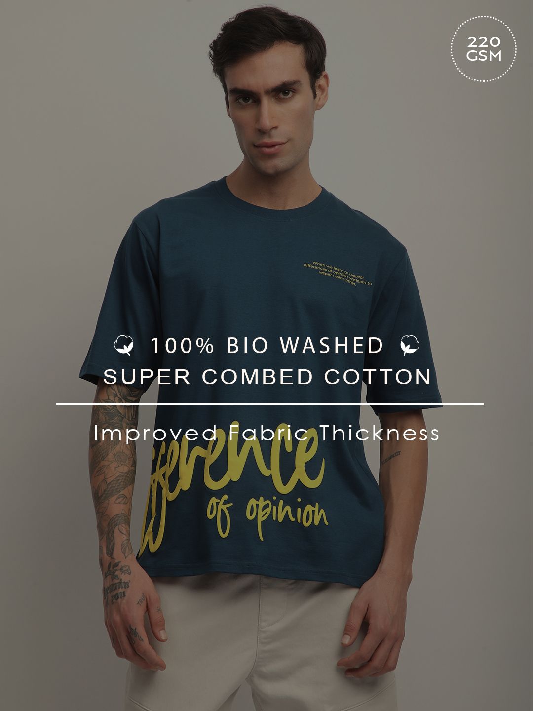 Difference Of Opinion Men Short Sleeve Oversized Crew Neck Printed Tshirt