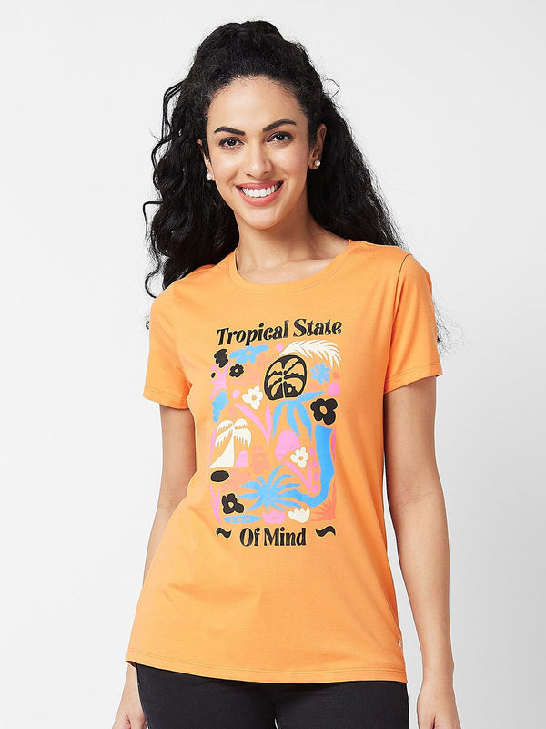 SPYKAR Typography Printed Round Neck Cotton T-shirt