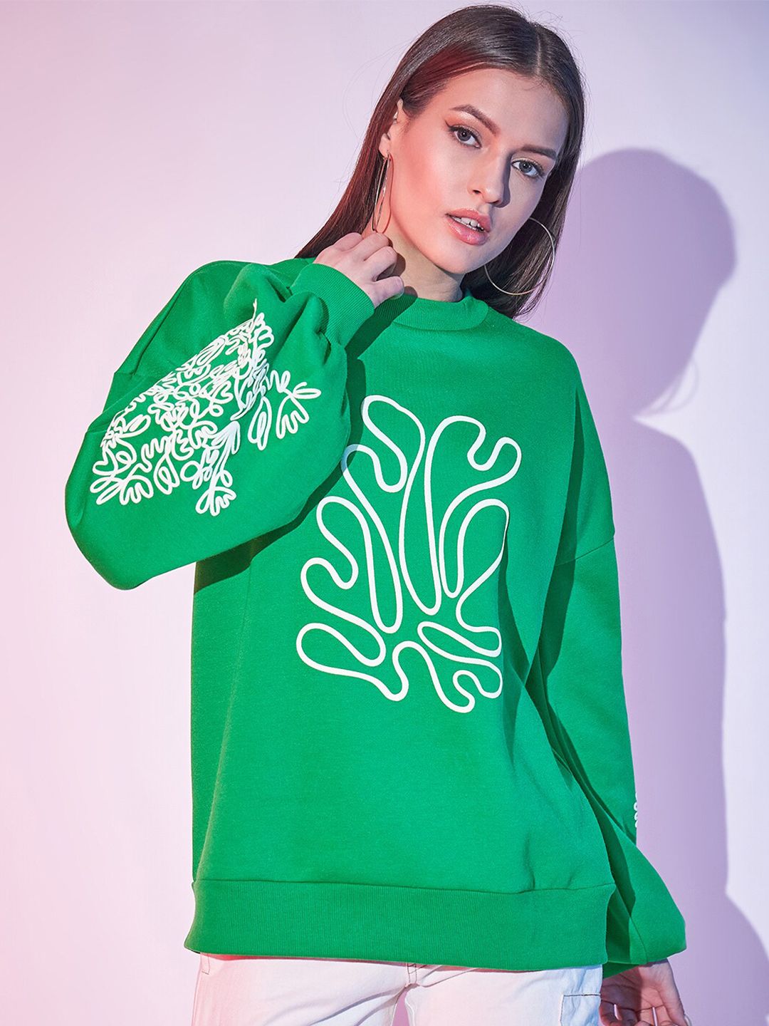 STREET 9 Graphic Printed Pure Cotton Fleece Pullover