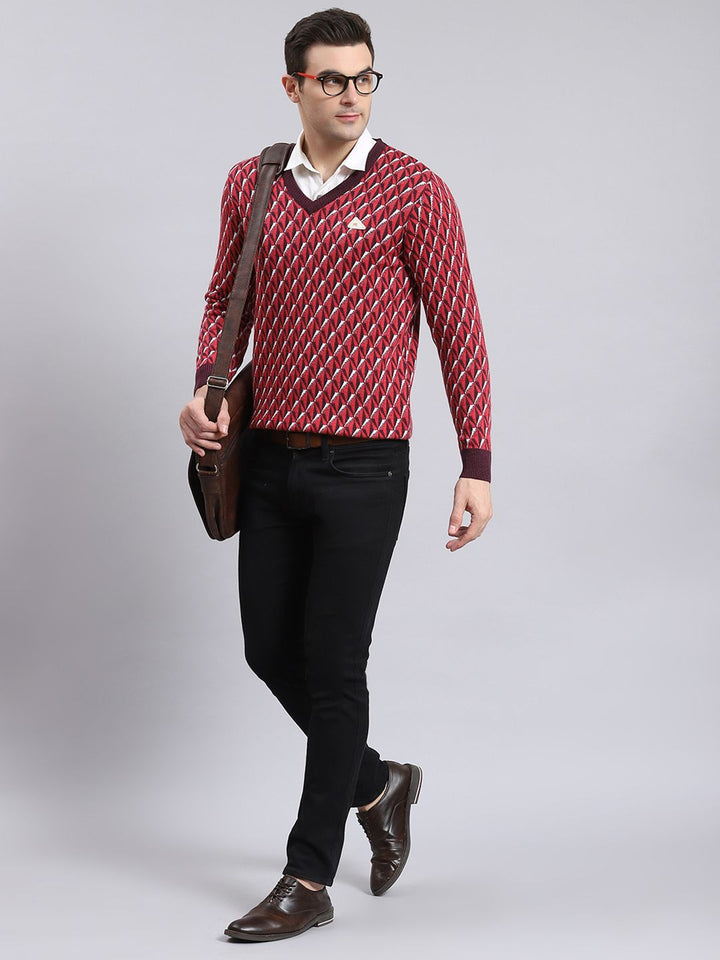 Monte Carlo Men Printed Woollen Pullover
