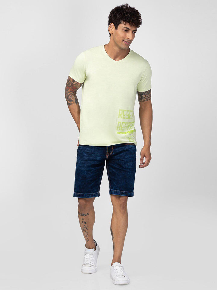 SPYKAR Men Typography Printed V-Neck Cotton T-shirt