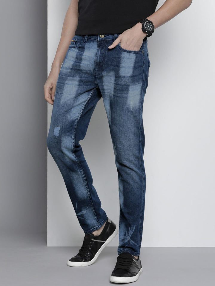 The Indian Garage Co Slim Fit Low Distress Heavy Fade Bleached Stretchable Jeans