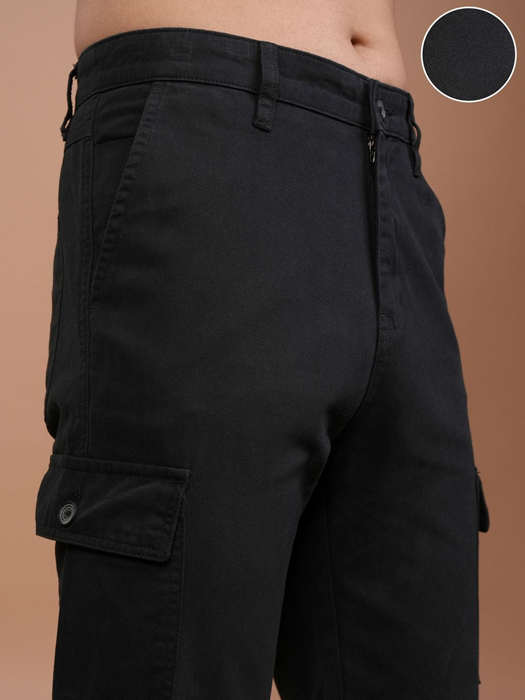 HIGHLANDER Men Tapered Fit Mid-Rise Cotton Cargo Trousers