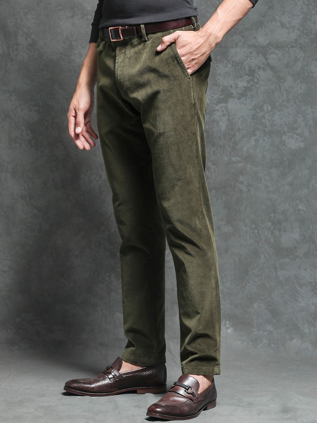 RARE RABBIT Men Cloy Slim Fit Mid-Rise Cotton Trouser