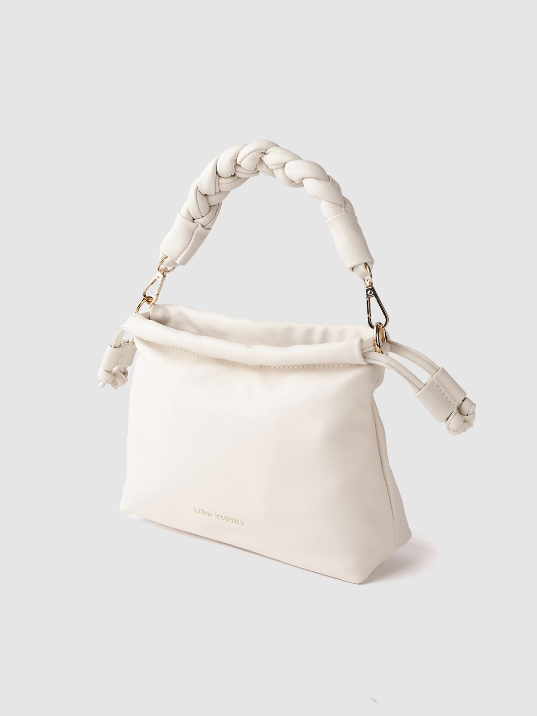 Lino Perros Off-White Structured Handheld Bag with Detachable Sling Strap