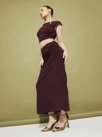 DressBerry Modern Minimalism Crop Top with Ruched Midi Skirt Co-Ord Set