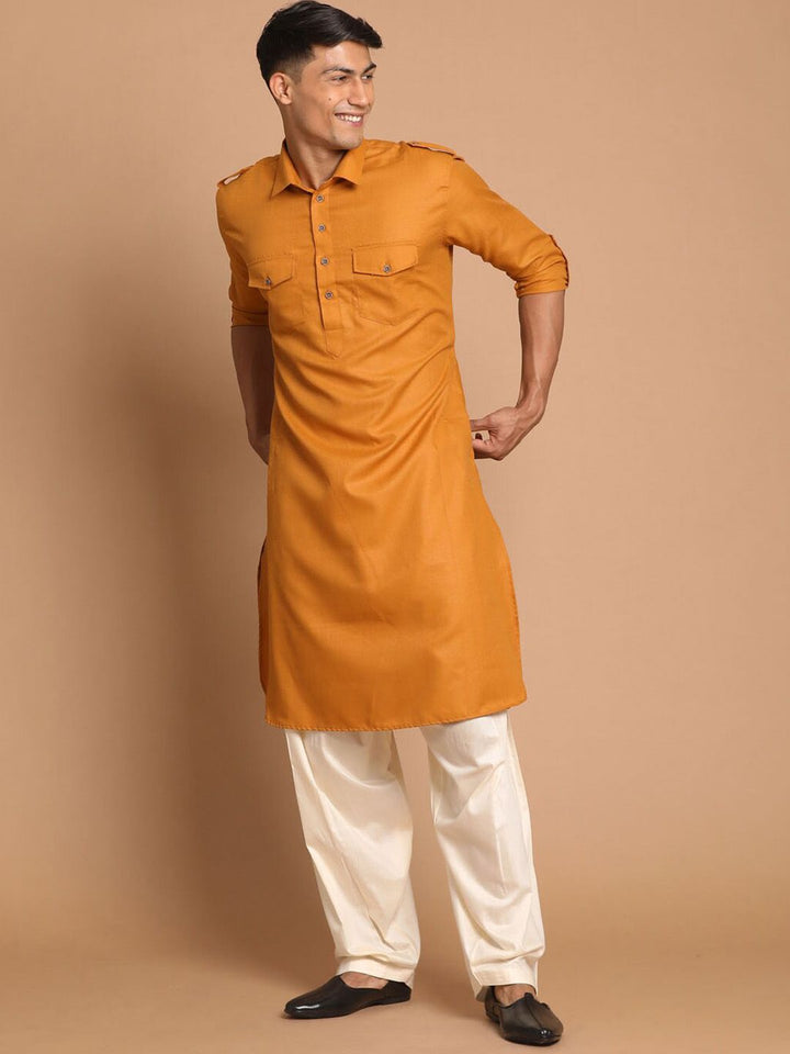VASTRAMAY Shirt Collar Regular Kurta With Patiala Set