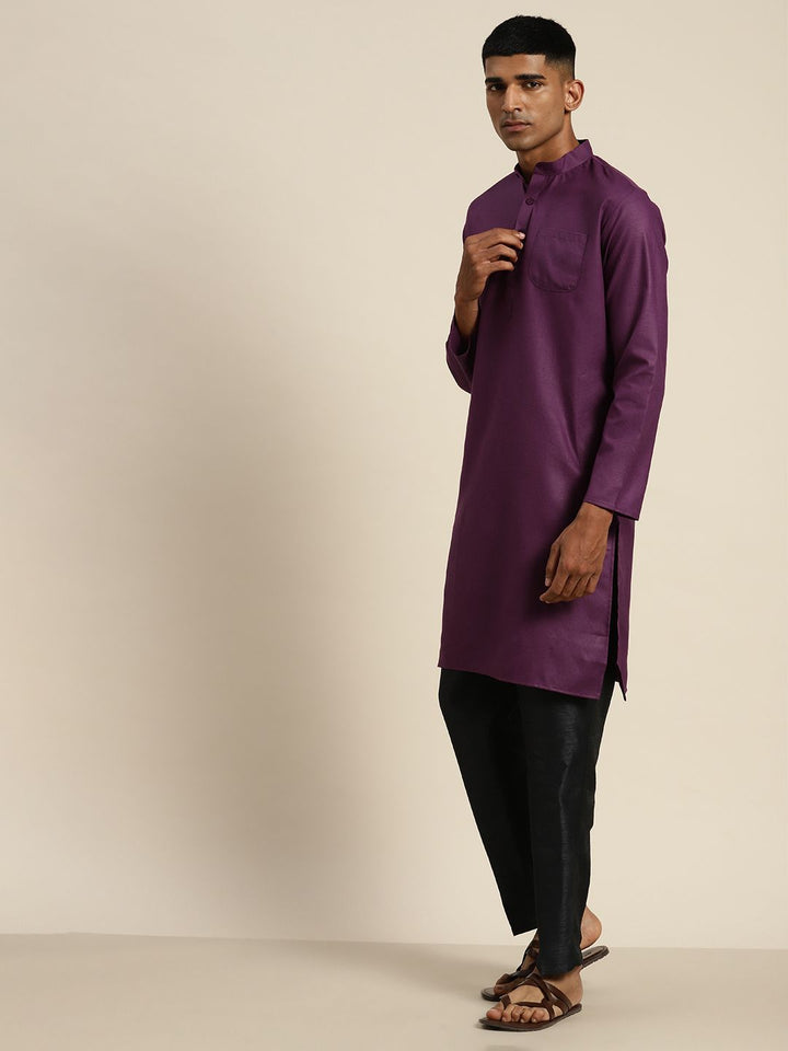 SOJANYA Mandarin Collar Cotton Linen Kurta