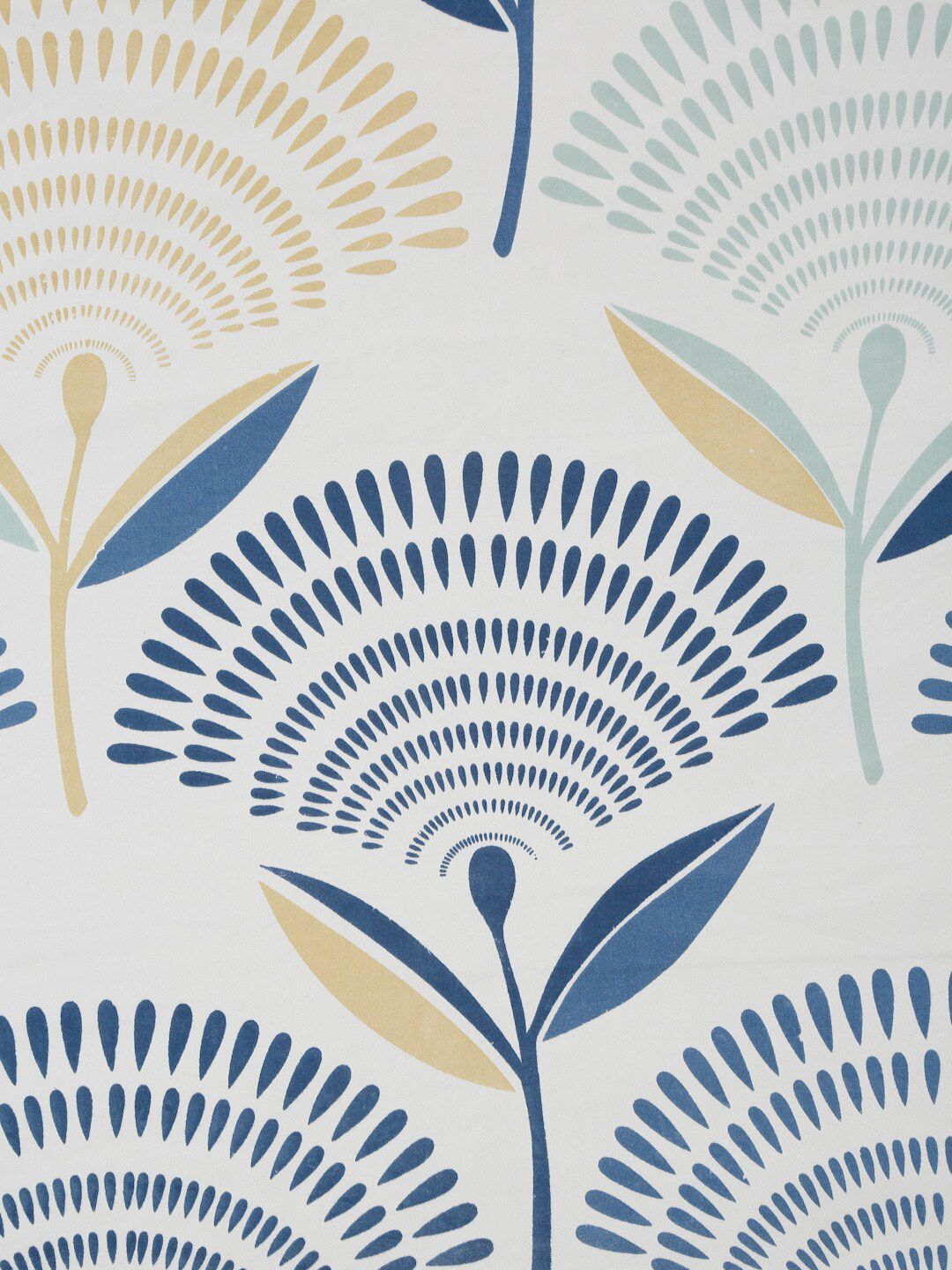 HOSTA HOMES White & Blue Geometric 210 TC Cotton Single Bedsheet with 1 Pillow Cover