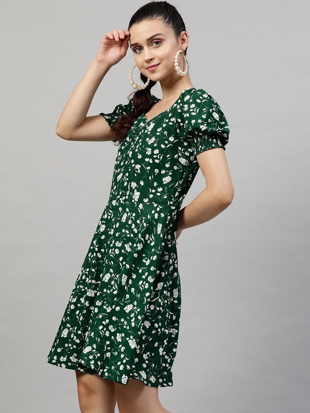 STREET 9 Women Green Printed A-Line Dress
