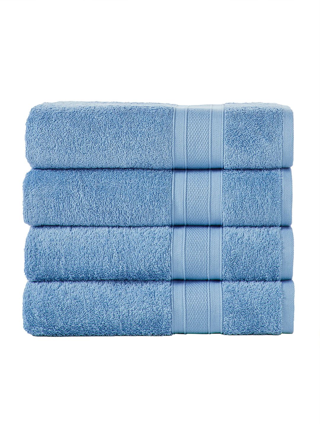 MYTRIDENT Set of 4 Turquoise Blue 500 GSM Cotton Bath Towels