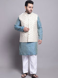 SOJANYA PLUS Woven Design Regular Kurta With Pyjamas & With Embroidered Nehru Jacket