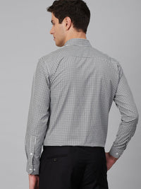 DENNISON Men Black & White Comfort Regular Fit Checked Formal Shirt