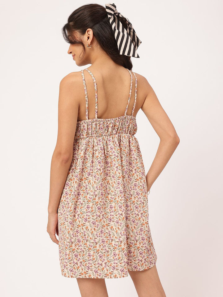 DressBerry Springtime Staple Ruched Seersucker A-Line MIni Dress
