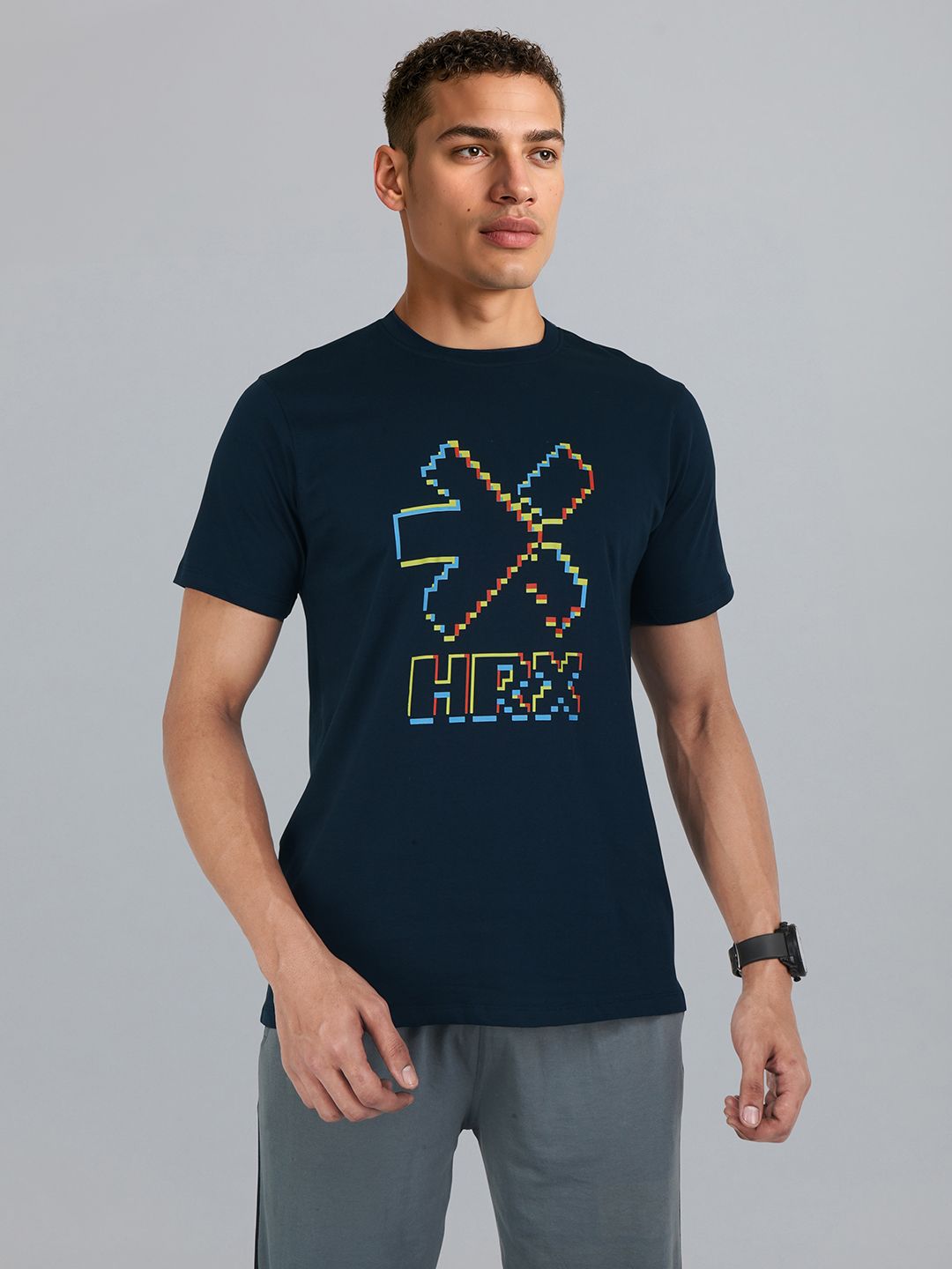 HRX by Hrithik Roshan Men Brand Logo Printed Pure Cotton T-shirt