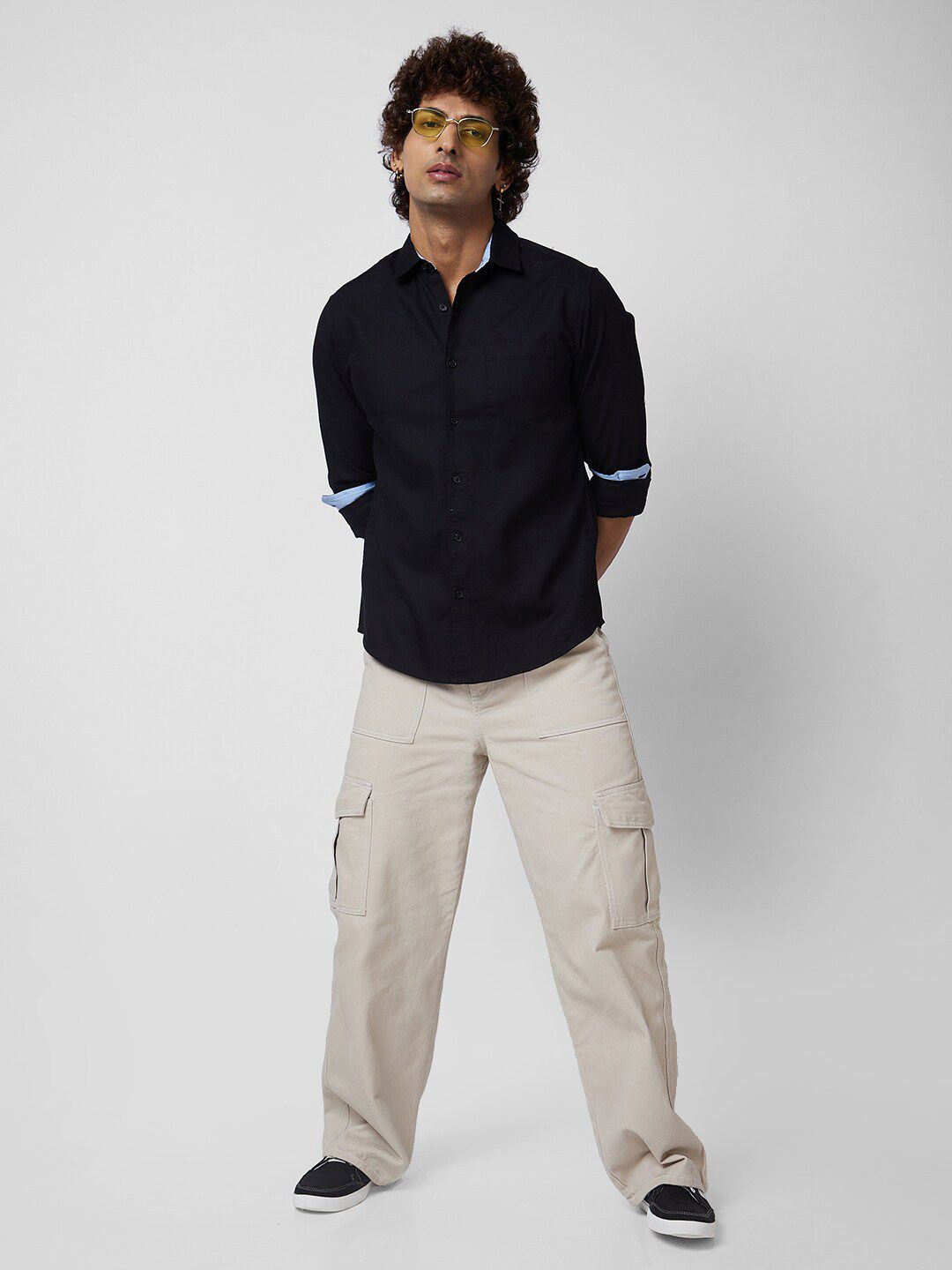 VASTRADO Classic Slim Fit Textured Self Design Cotton Casual Shirt