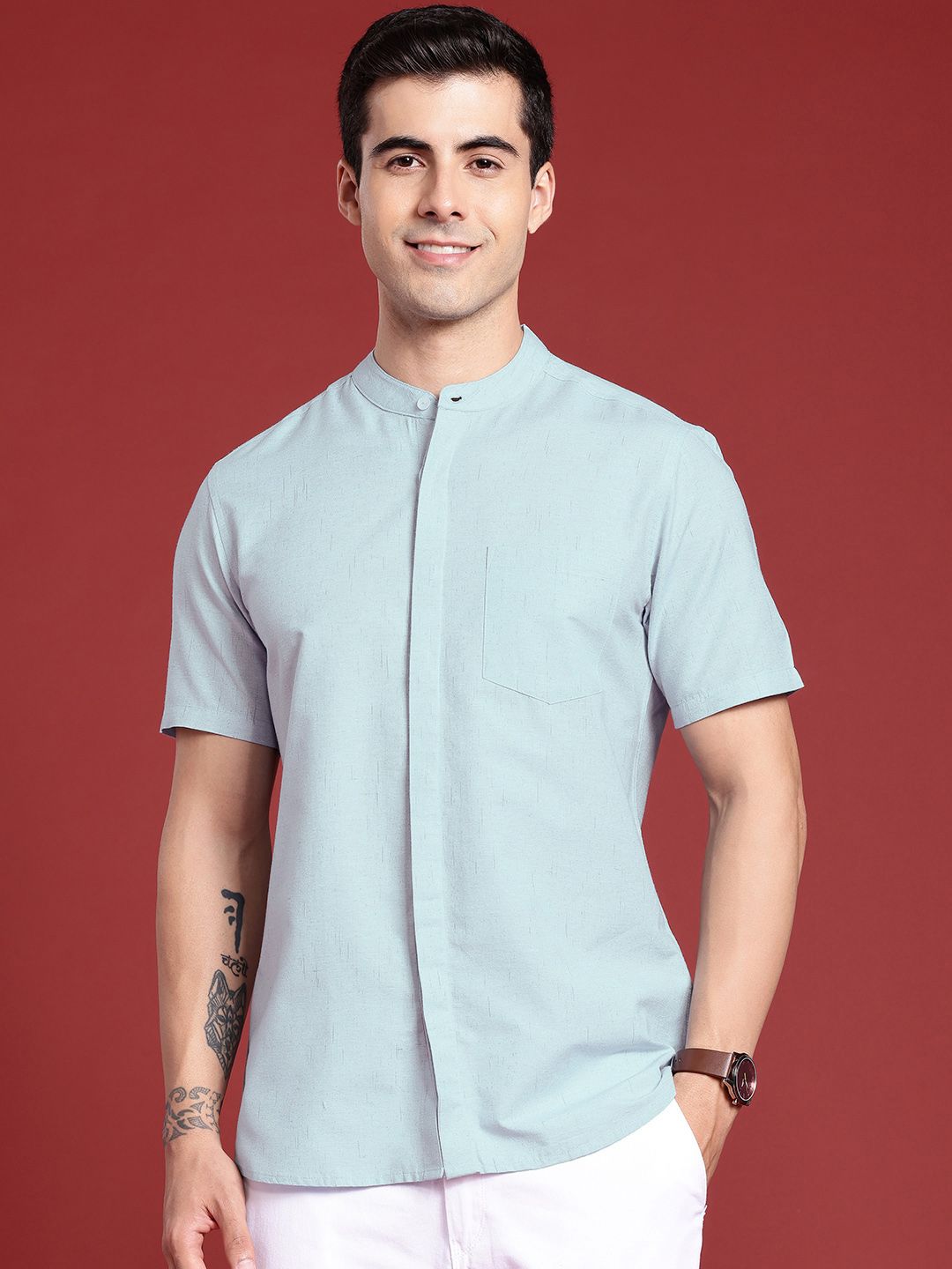 Anouk Self Design Textured Casual Shirt