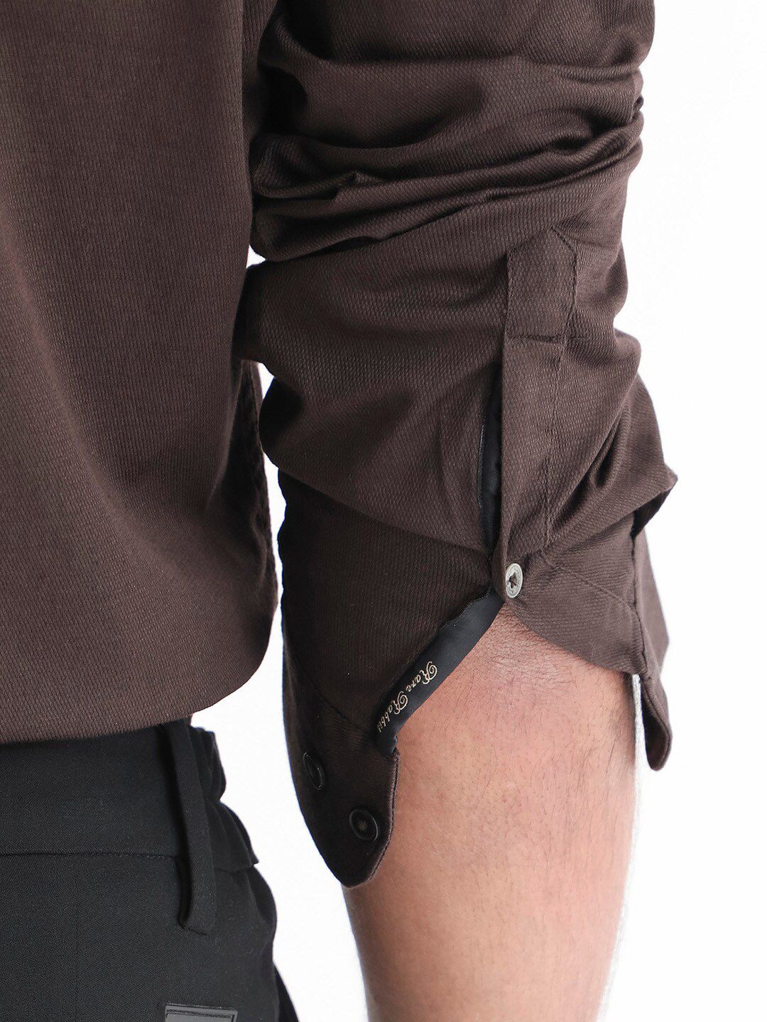 RARE RABBIT Men Tehran Band Collar Slim Fit Shirt
