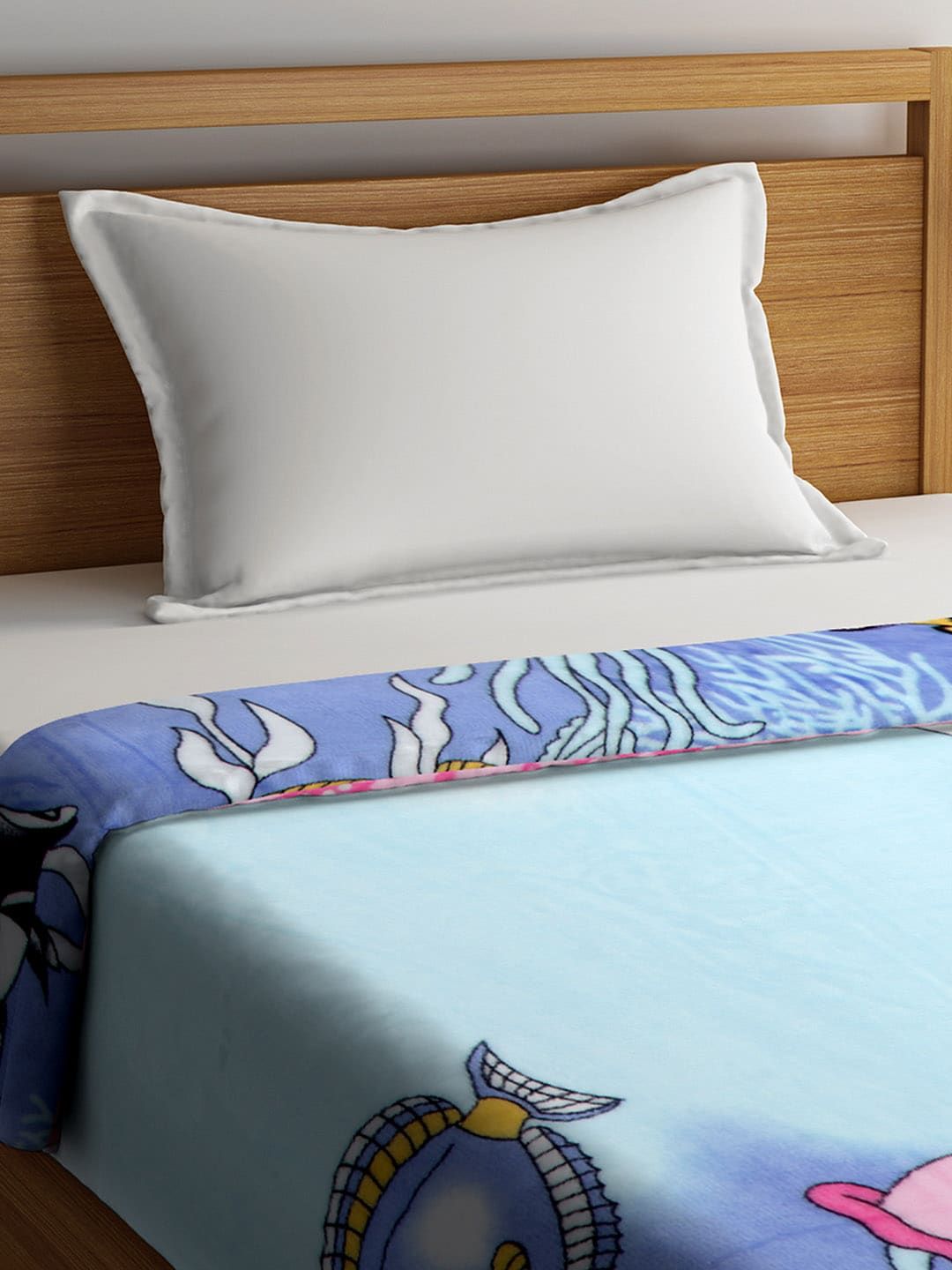 Cortina Blue Cartoon Characters AC Room 250 GSM Single Bed Blanket