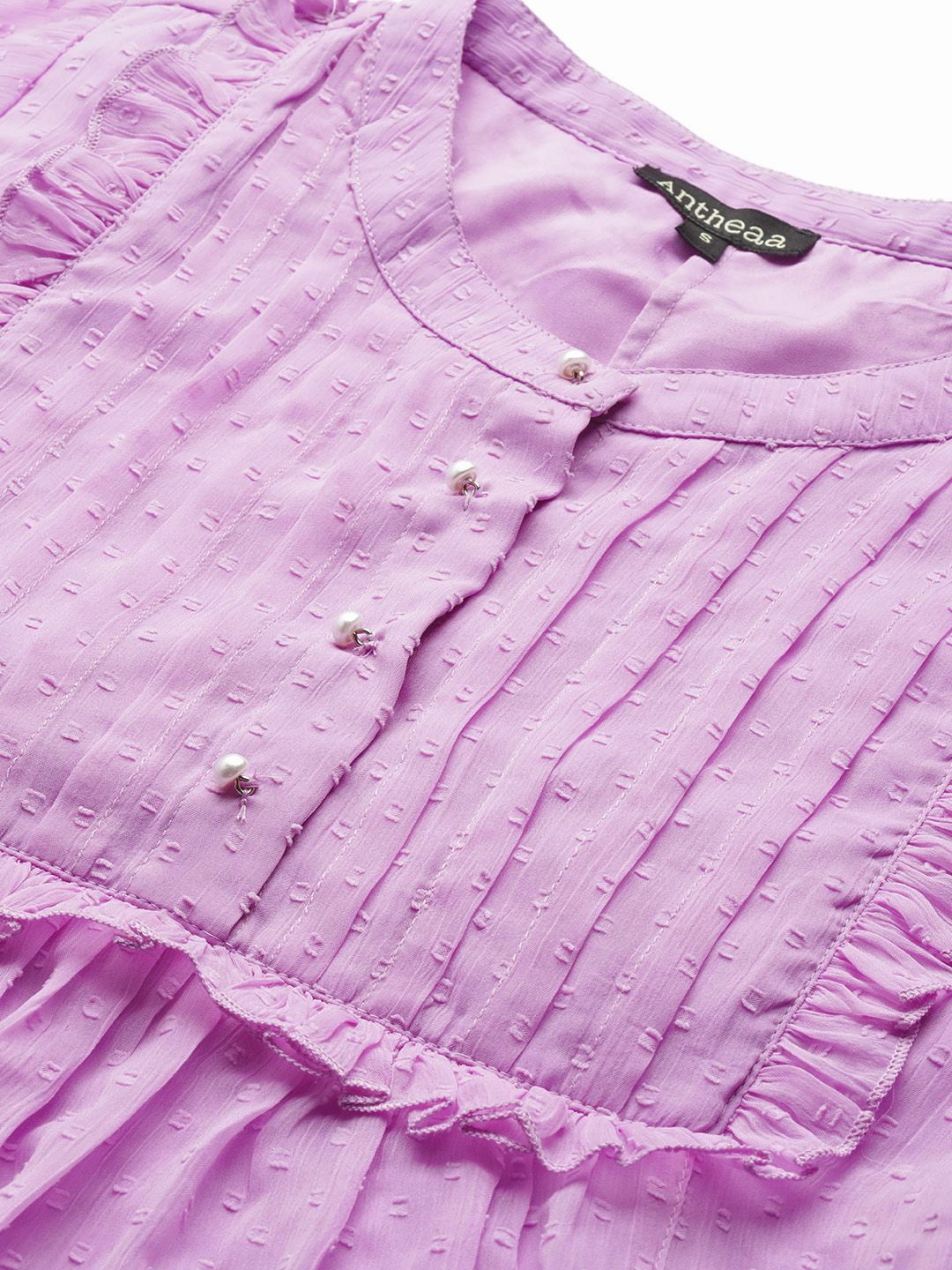 Antheaa Women Lavender Dobby Weave Top
