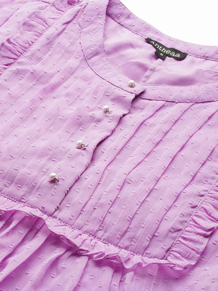 Antheaa Women Lavender Dobby Weave Top