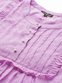 Antheaa Women Lavender Dobby Weave Top
