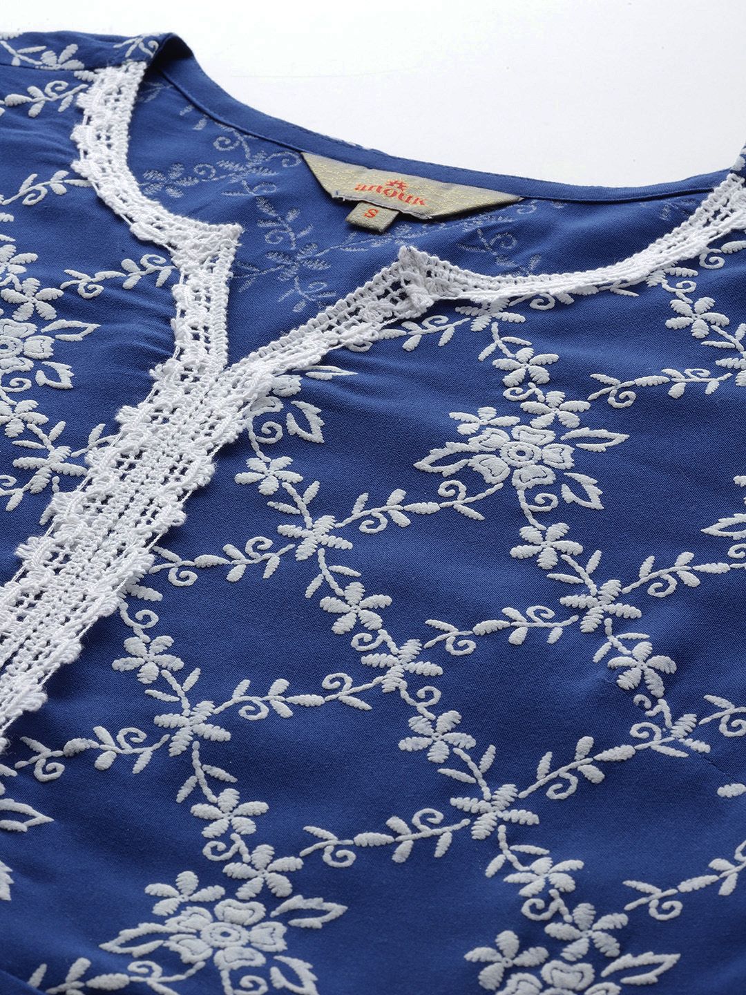 Anouk Floral Print Kurta with Trousers & Dupatta
