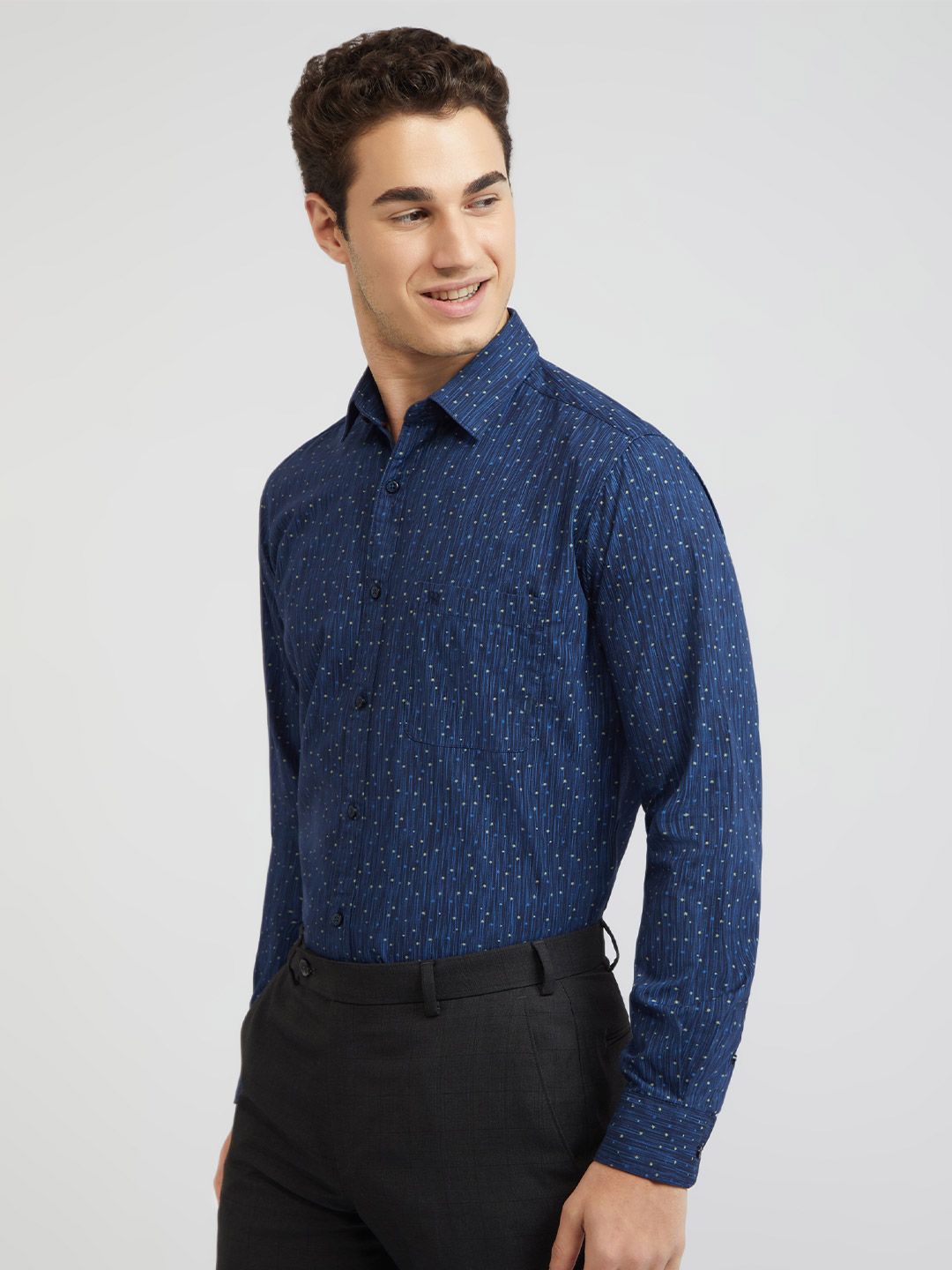 Raymond Men Slim Fit Micro Ditsy Printed Pure Cotton Casual Shirt
