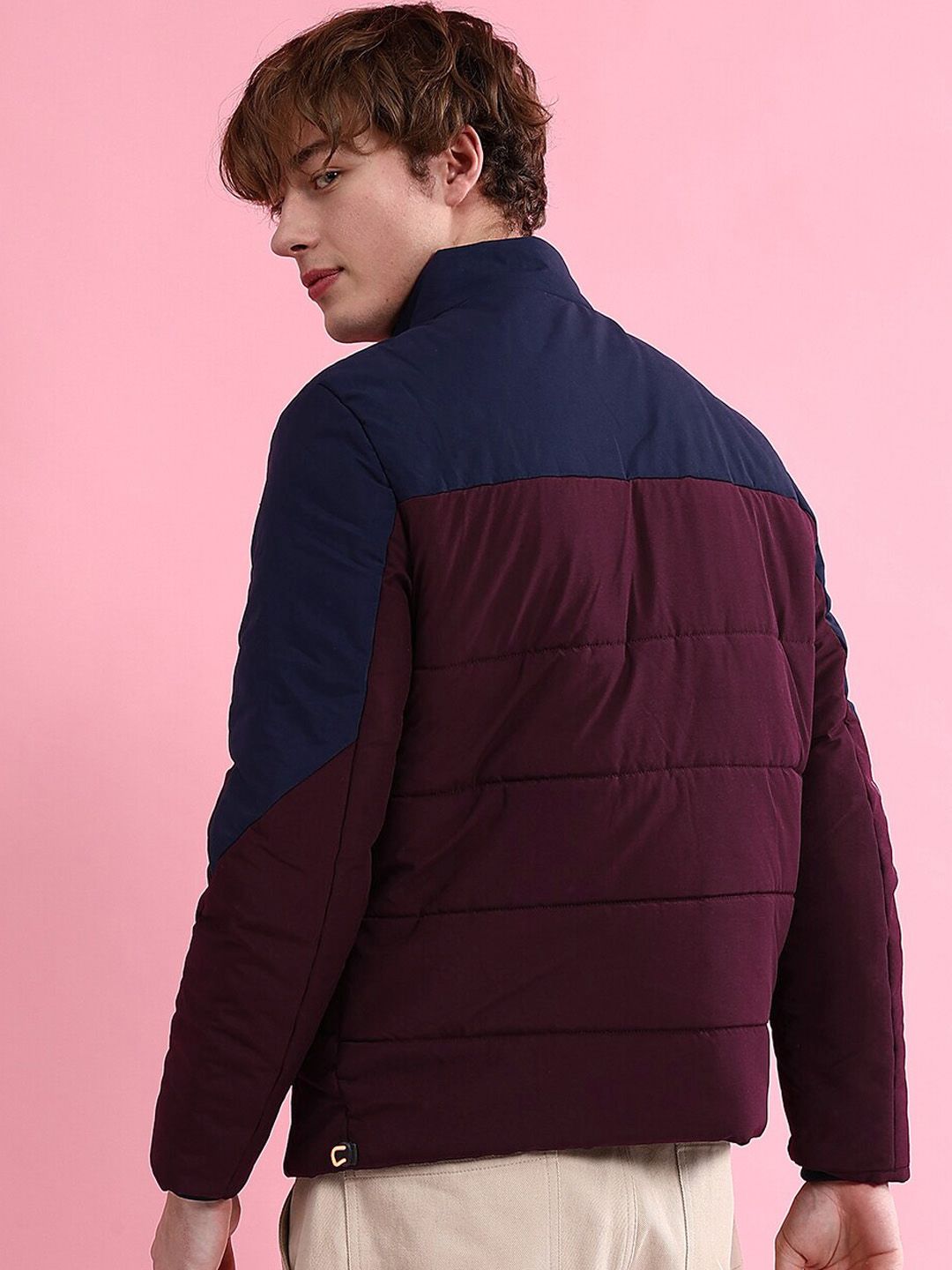 The Indian Garage Co Colourblocked Mock Collar Long Sleeves Padded Jacket