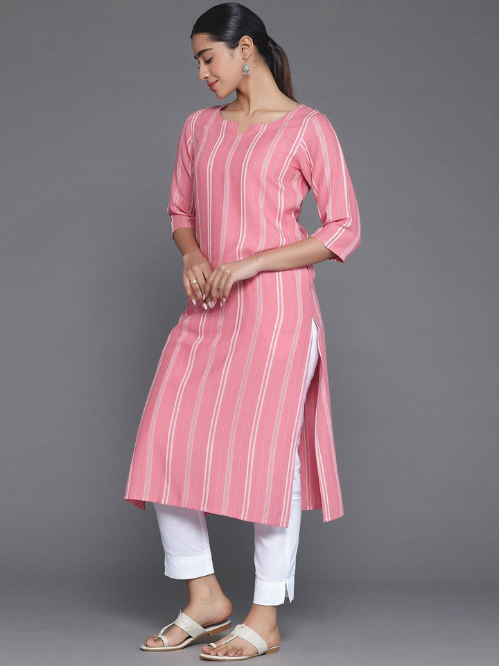 Libas Round Neck Striped Jacquard Kurta