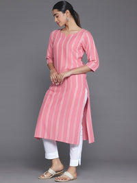 Libas Round Neck Striped Jacquard Kurta