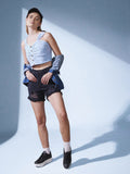 STREET 9 Blue Self Design Fitted Crop Top