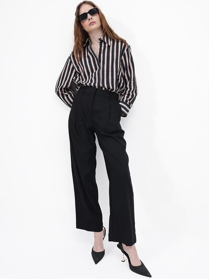 RAREISM Women Straight Fit Mid-Rise Trousers