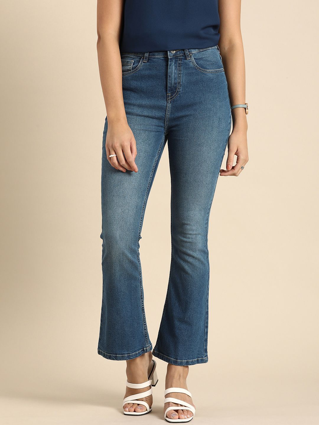 all about you Women Bootcut Light Fade Stretchable Mid-Rise Jeans