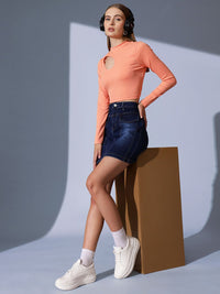 STREET 9 High Neck Cut Out Solid Crop Top