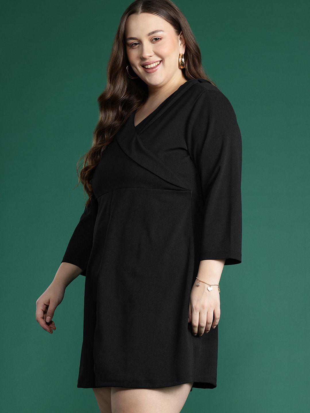 DressBerry Plus Size Layered Fit & Flare Mini Dress