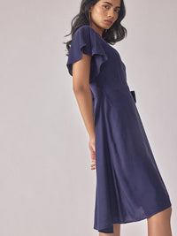 The Label Life Self Design Flared Sleeves Tie-Ups Wrap Dress