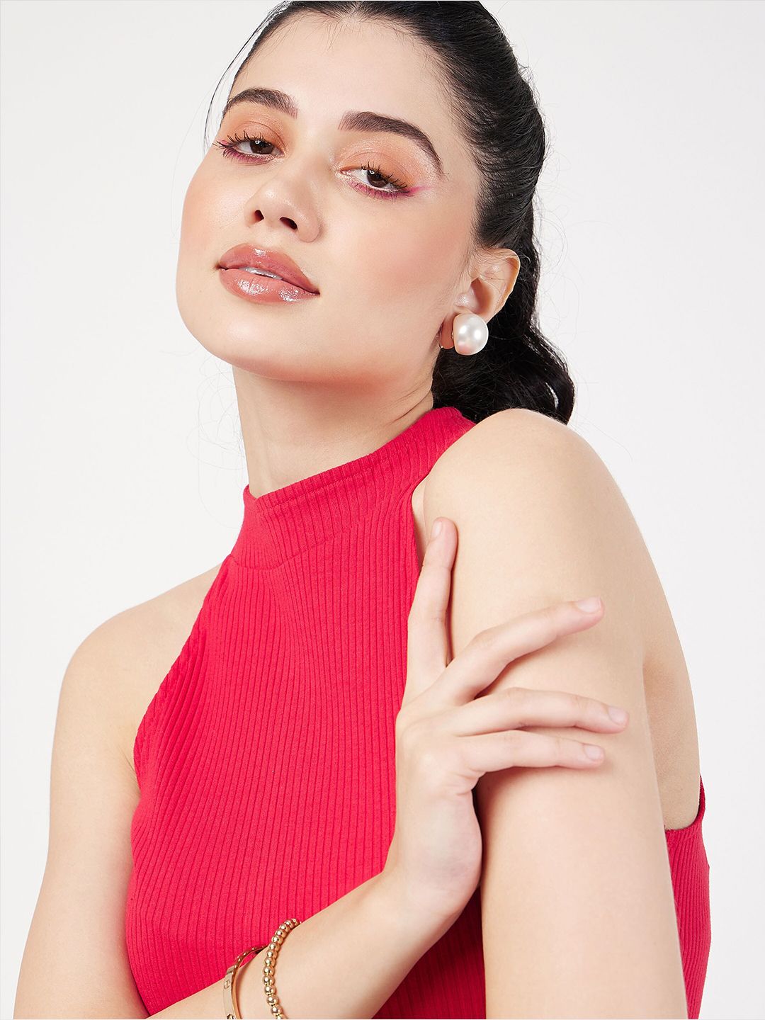 SASSAFRAS Halter Neck A-Line Midi Dress