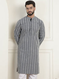 Anouk Green Ethnic Motifs Embroidered Mandarin Collar Pure Cotton Straight Kurta