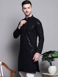 Jompers Floral Embroidered Thread Work Sequinned Pure Cotton Kurta