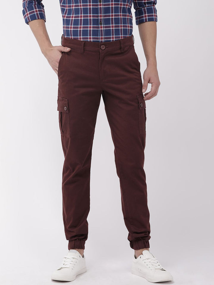 The Indian Garage Co Men Slim Fit Solid Cargos Joggers