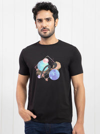 RARE RABBIT Men Moreno Graphic Printed Slim Fit Cotton T-Shirt