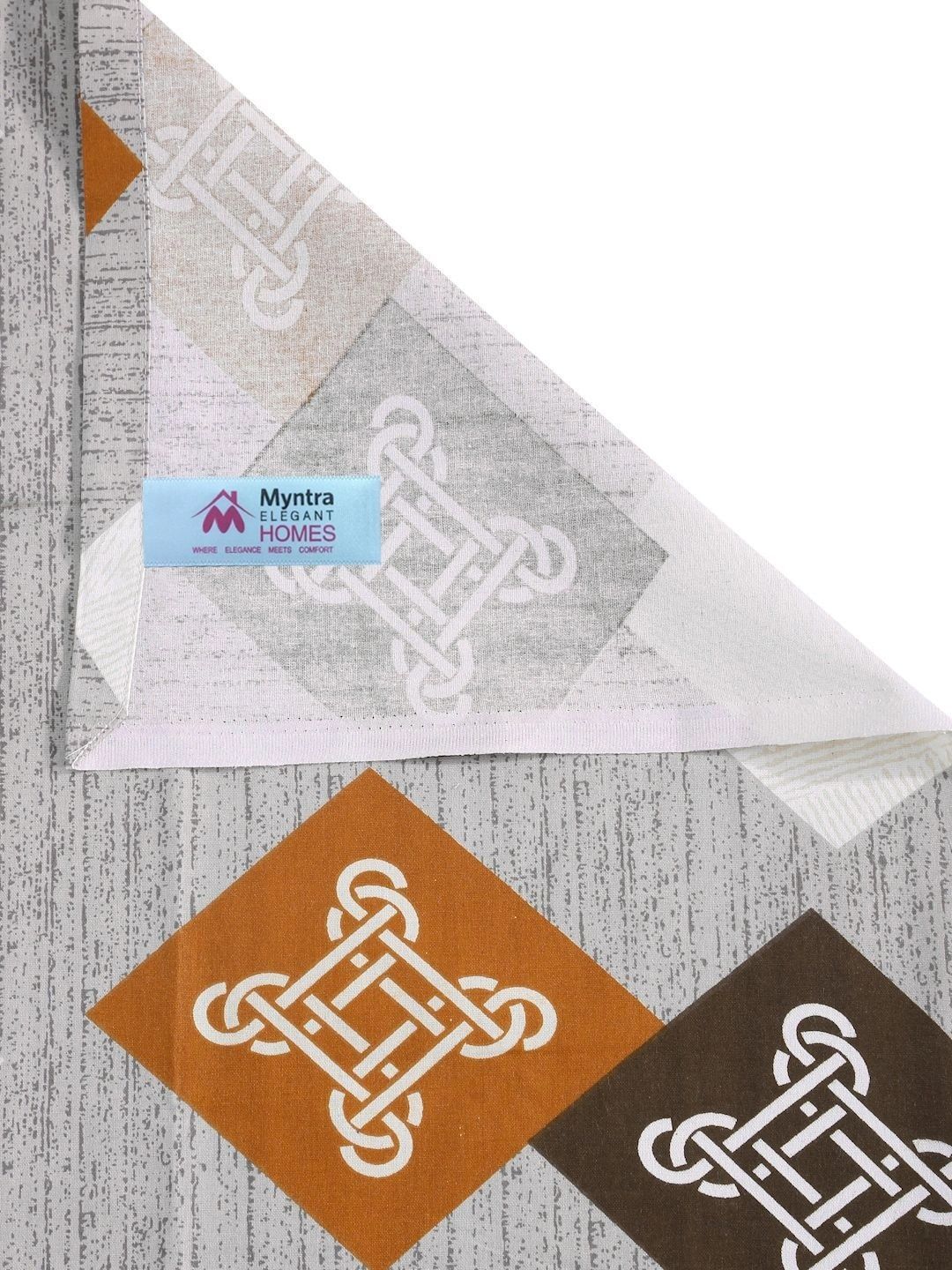 Myntra Elegant Homes Kapas Kelabu Geometrik 400 TC Cadar Tempat Tidur Single dengan 1 Sarung Bantal