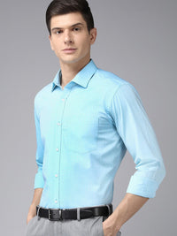 Park Avenue Men Blue & White Slim Fit Printed Formal Shirt