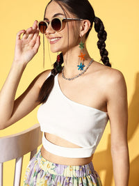 Berrylush Classic White Solid Cut Out Top