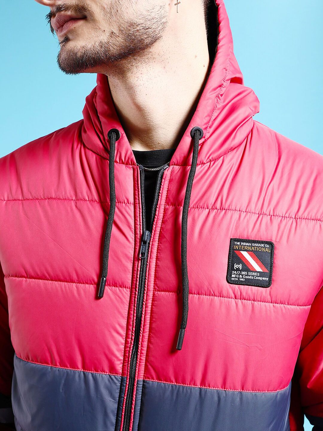 The Indian Garage Co Men Colourblock Regular Fit Puffer Jacket