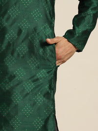 SOJANYA Motif Etnik Kantha Work Silk Cotton Kurta