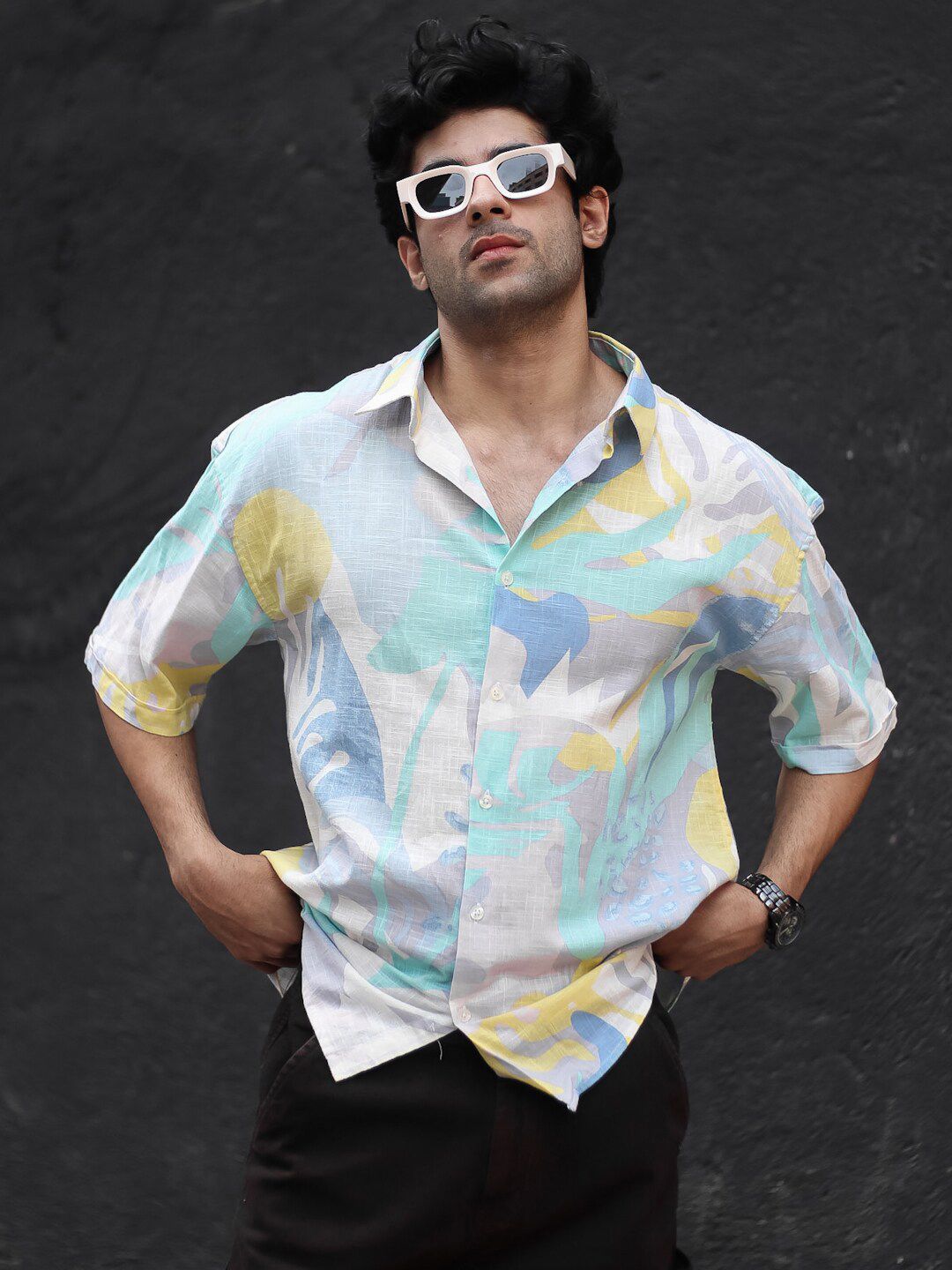 Powerlook Men Abstract Printed Oversized Casual Shirt